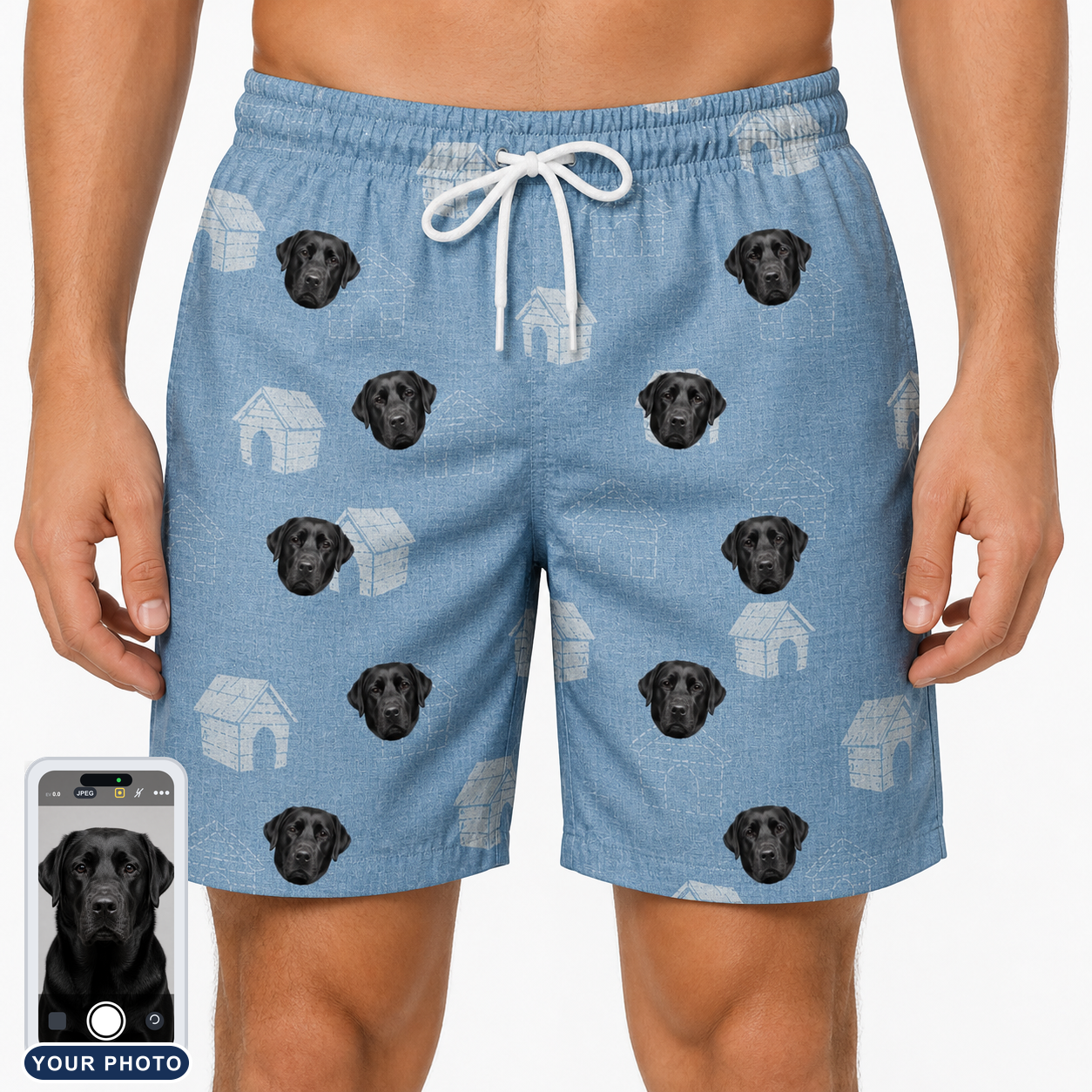 Men's Pooch Porches Custom Dog Face Beach Shorts