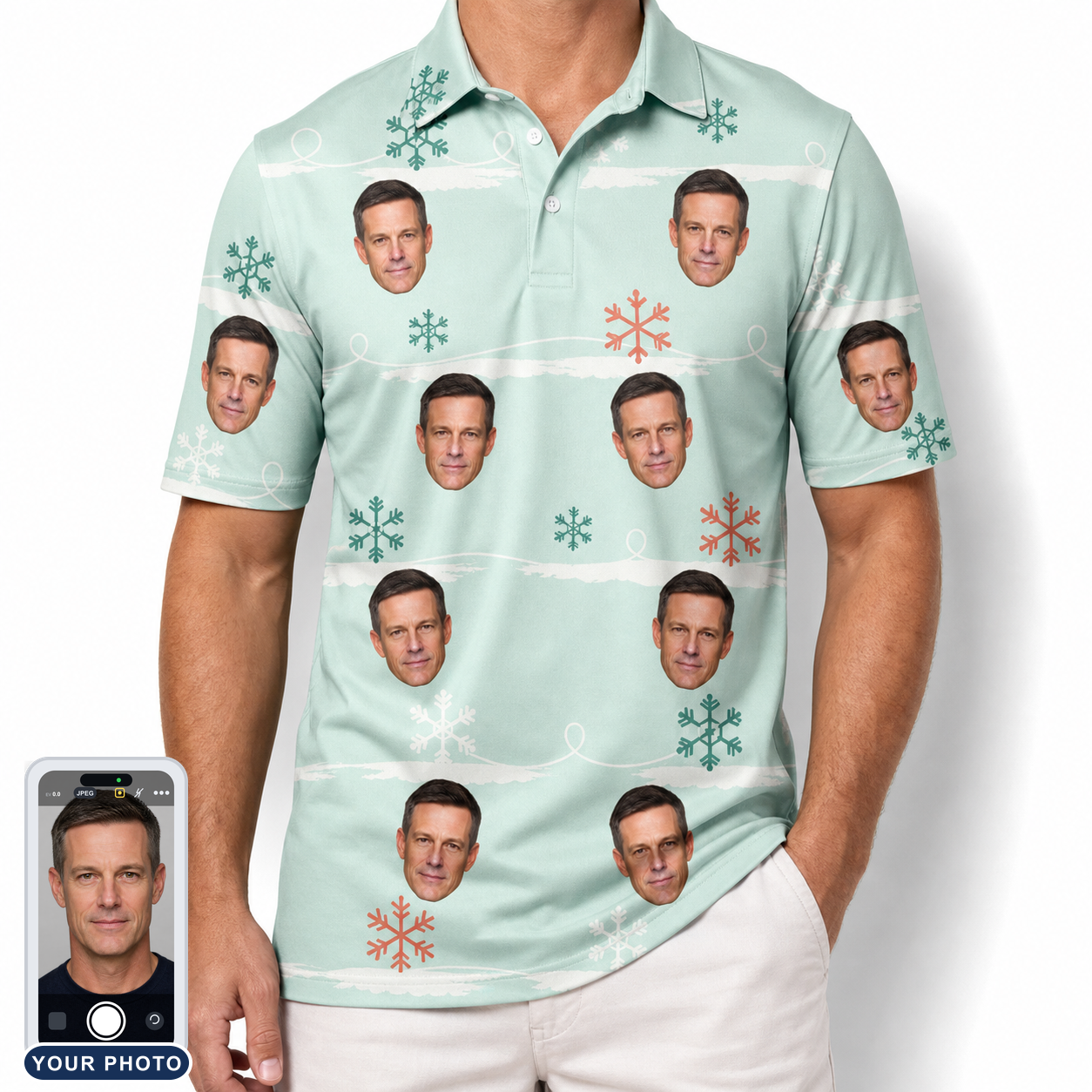 Men's Flake Frenzy Custom Face Polo Shirt