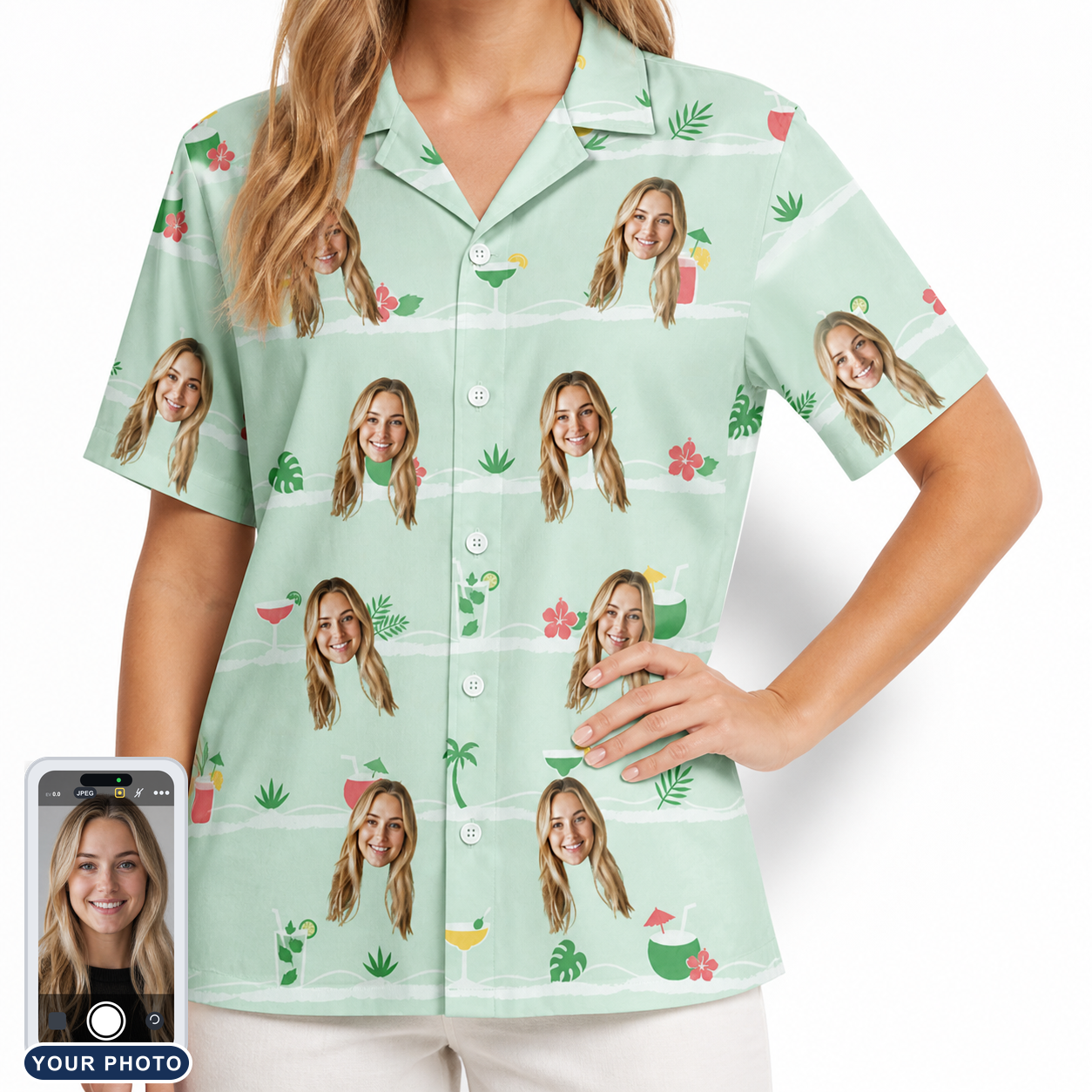Women's Margarita Mayhem Custom Face Hawaiian Shirt