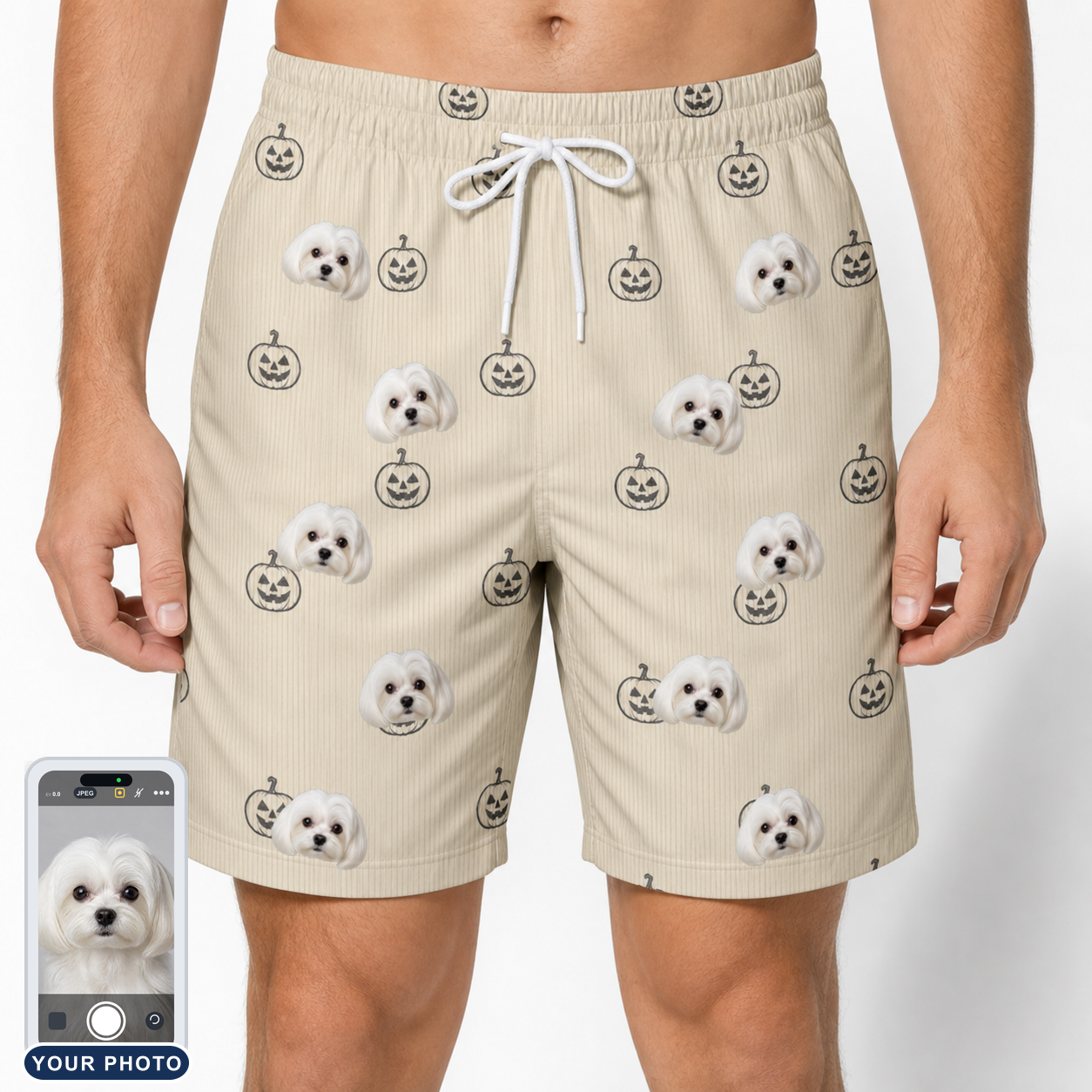 Men's Cucurbit Chuckles Custom Dog Face Beach Shorts
