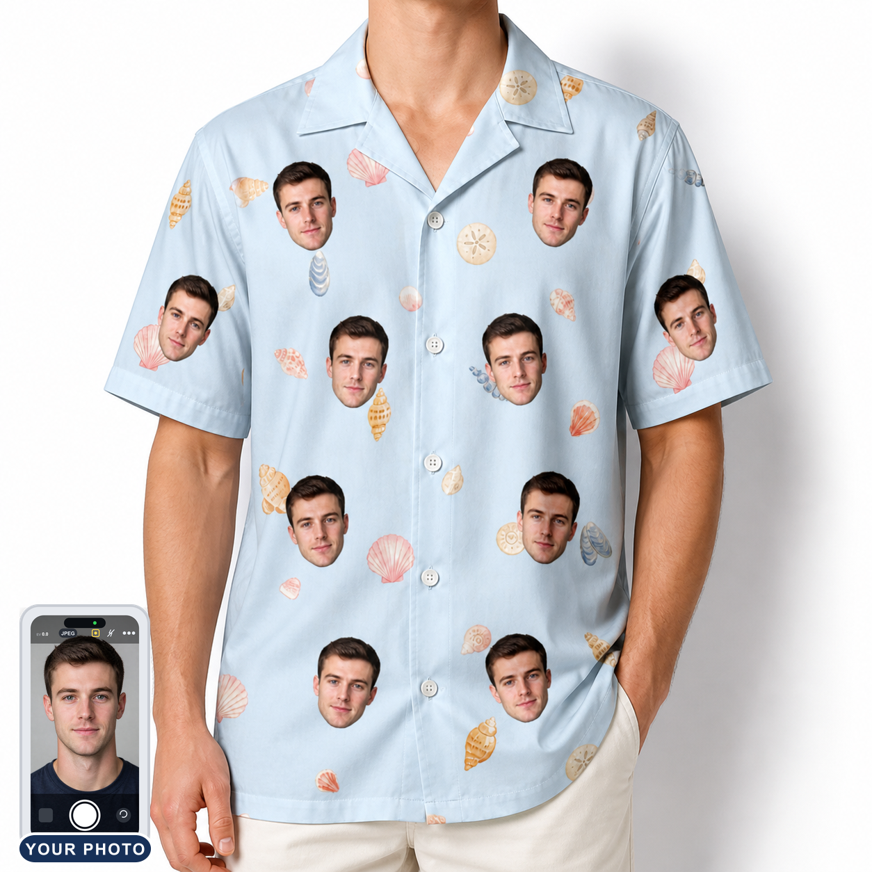 Men's Shell Yeah Custom Face Hawaiian Shirt