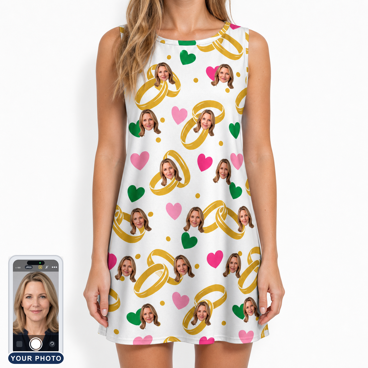 Women's Saltkissed Circles Custom Face Tank Dress