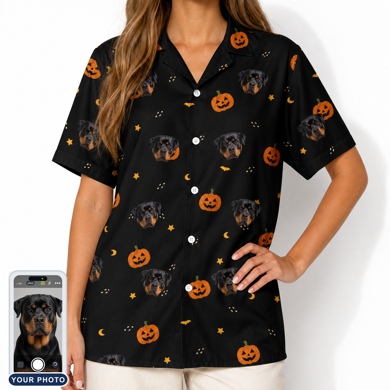 Women's Cackle Carvings Custom Dog Face Hawaiian Shirt