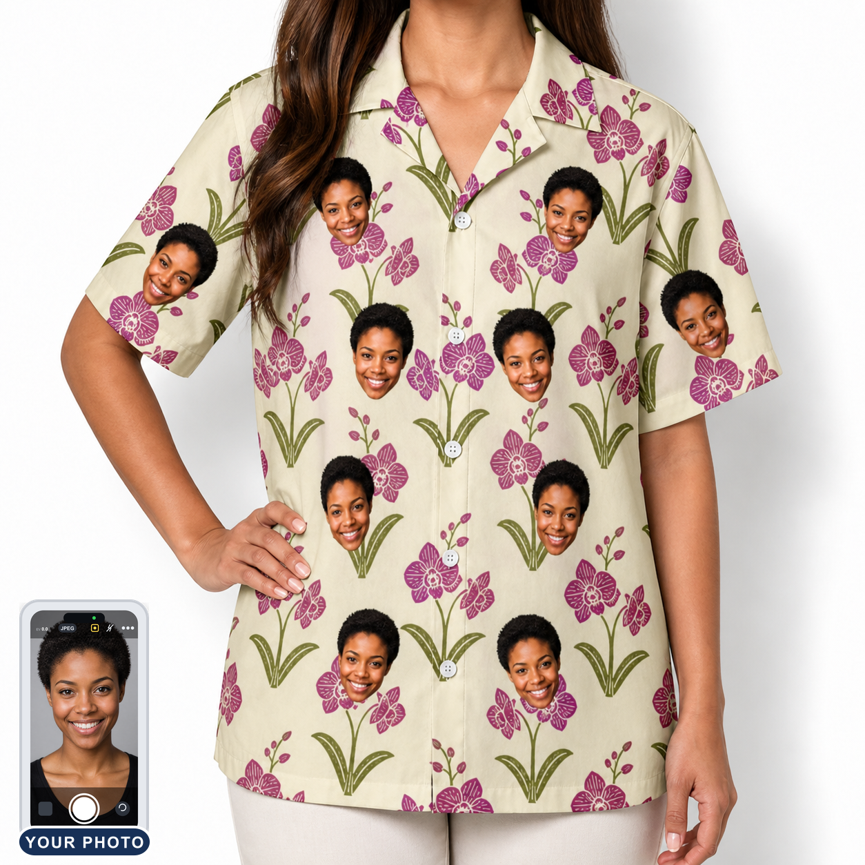 Women's Velvet Vines Custom Face Hawaiian Shirt