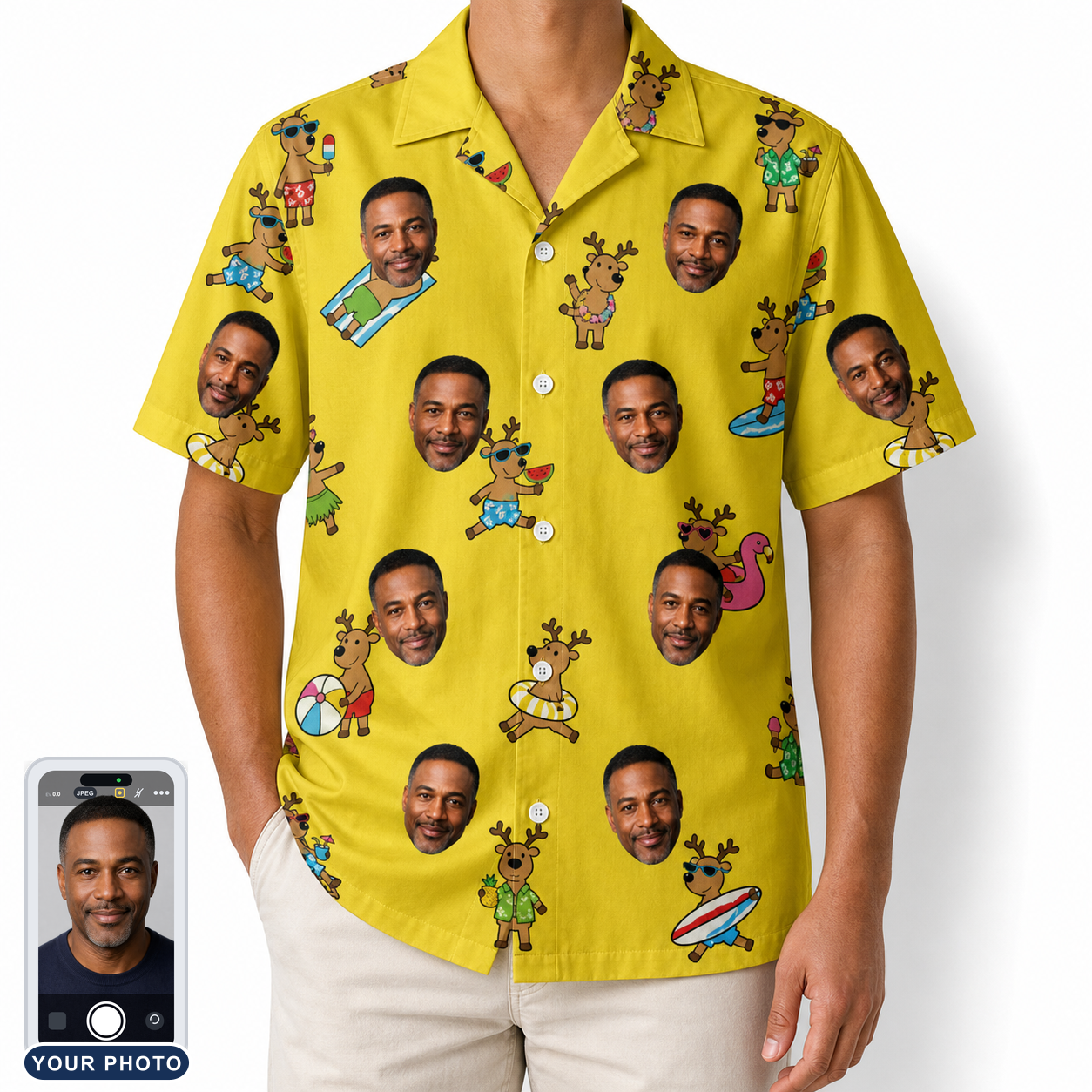 Men's Antler Antics Custom Face Hawaiian Shirt