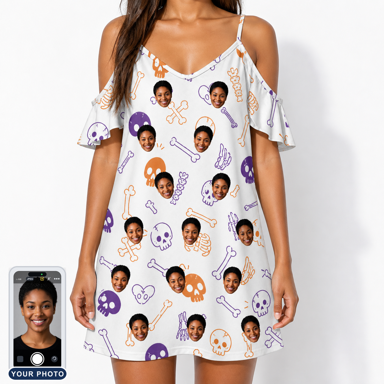 Women's Humerus Humor Custom Face Off-Shoulder Dress