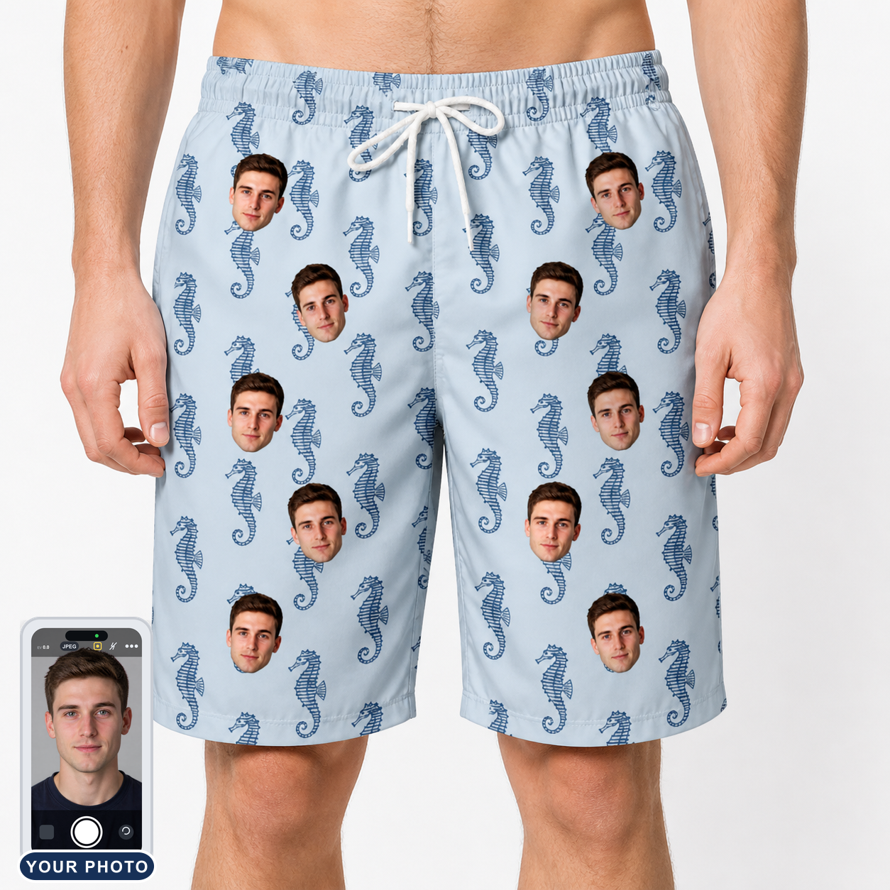 Men's Bridle Bubbles Custom Face Beach Shorts