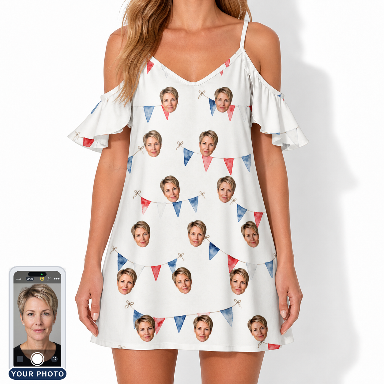 Women's Ruby Ruffles Custom Face Off-Shoulder Dress