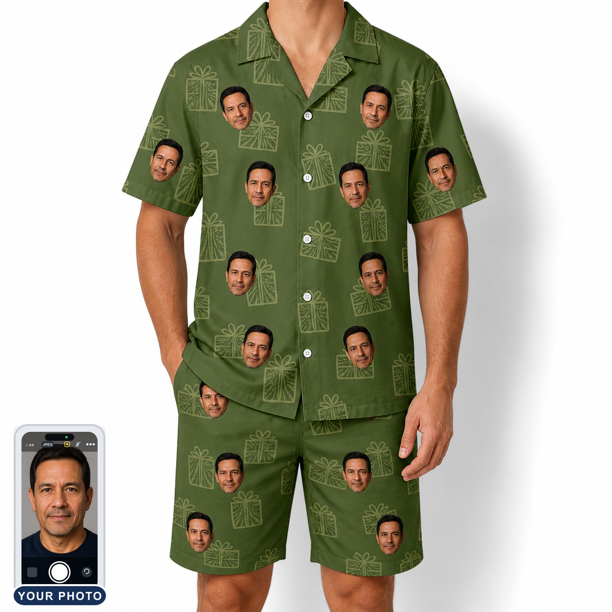 Men's Parcel Pizzazz Custom Face Shirt & Shorts Set
