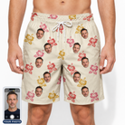 Men's Hibiscus Hustle Custom Face Beach Shorts