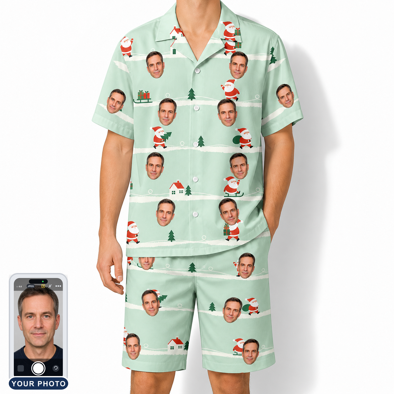 Men's Claus Carnival Custom Face Shirt & Shorts Set