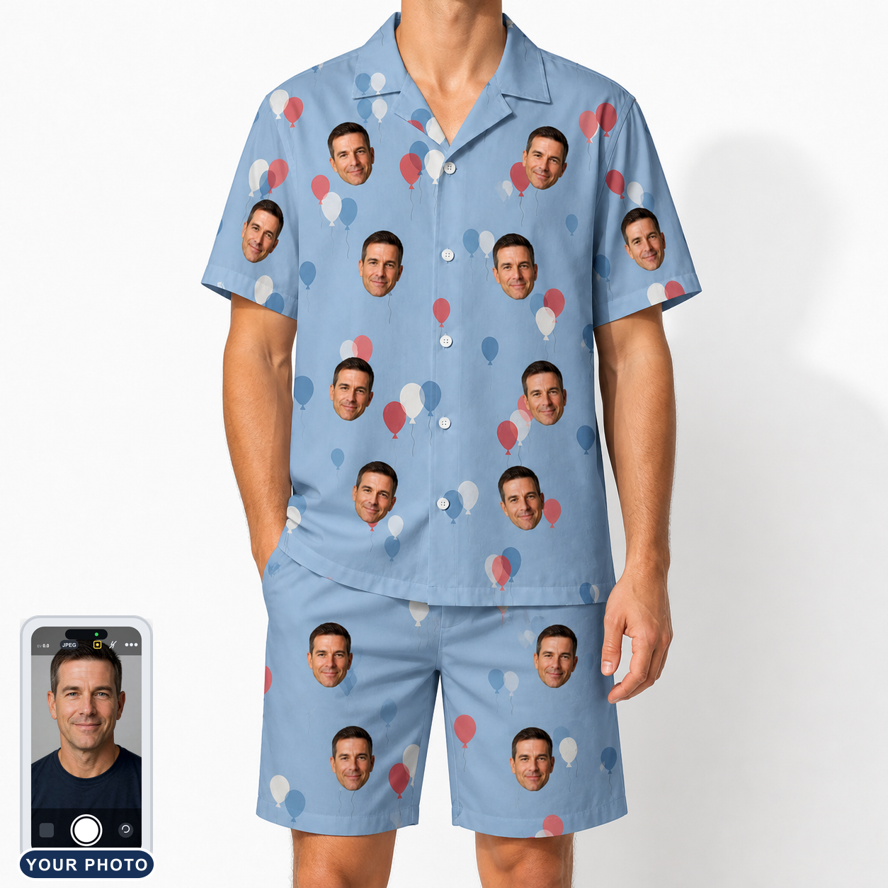 Men's Betsy Bounce Custom Face Shirt & Shorts Set