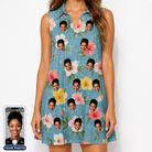 Women's Petal Party Custom Face V-Neck Dress