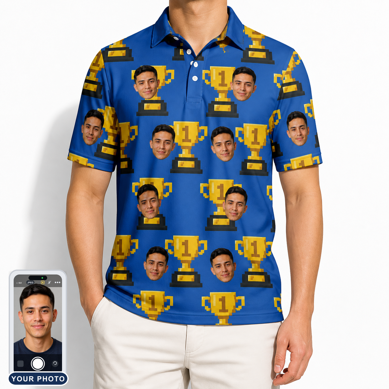 Men's Number One Custom Face Polo Shirt