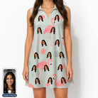 Women's Salmon Soiree Custom Face V-Neck Dress