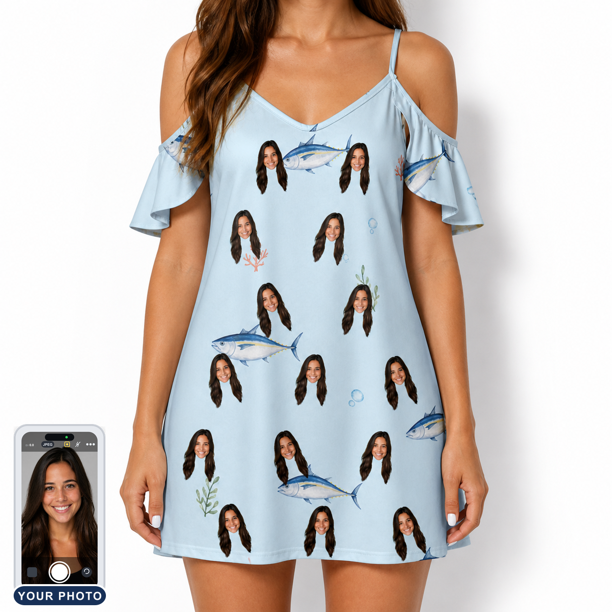 Women's Pelagic Prowess Custom Face Off-Shoulder Dress