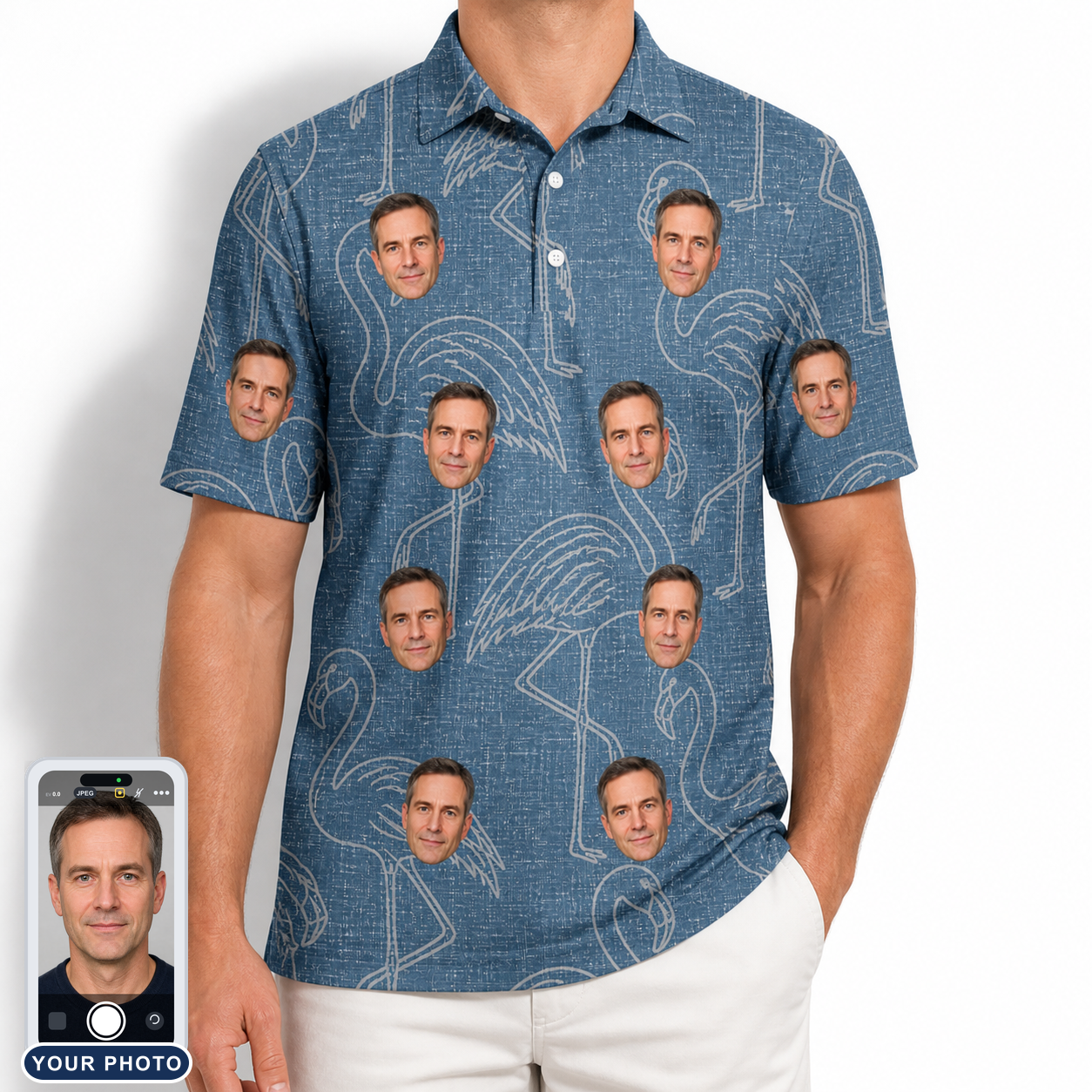 Men's Magenta Mingle Custom Face Polo Shirt