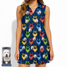 Women's Pawsome Paisley Custom Dog Face V-Neck Dress