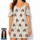 Women's Brilliant Bachelorette Custom Face Off-Shoulder Dress