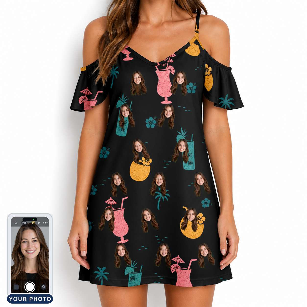 Women's Pour Decisions Custom Face Off-Shoulder Dress