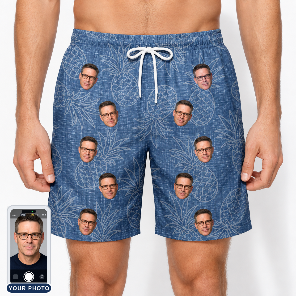 Men's Golden Gush Custom Face Beach Shorts