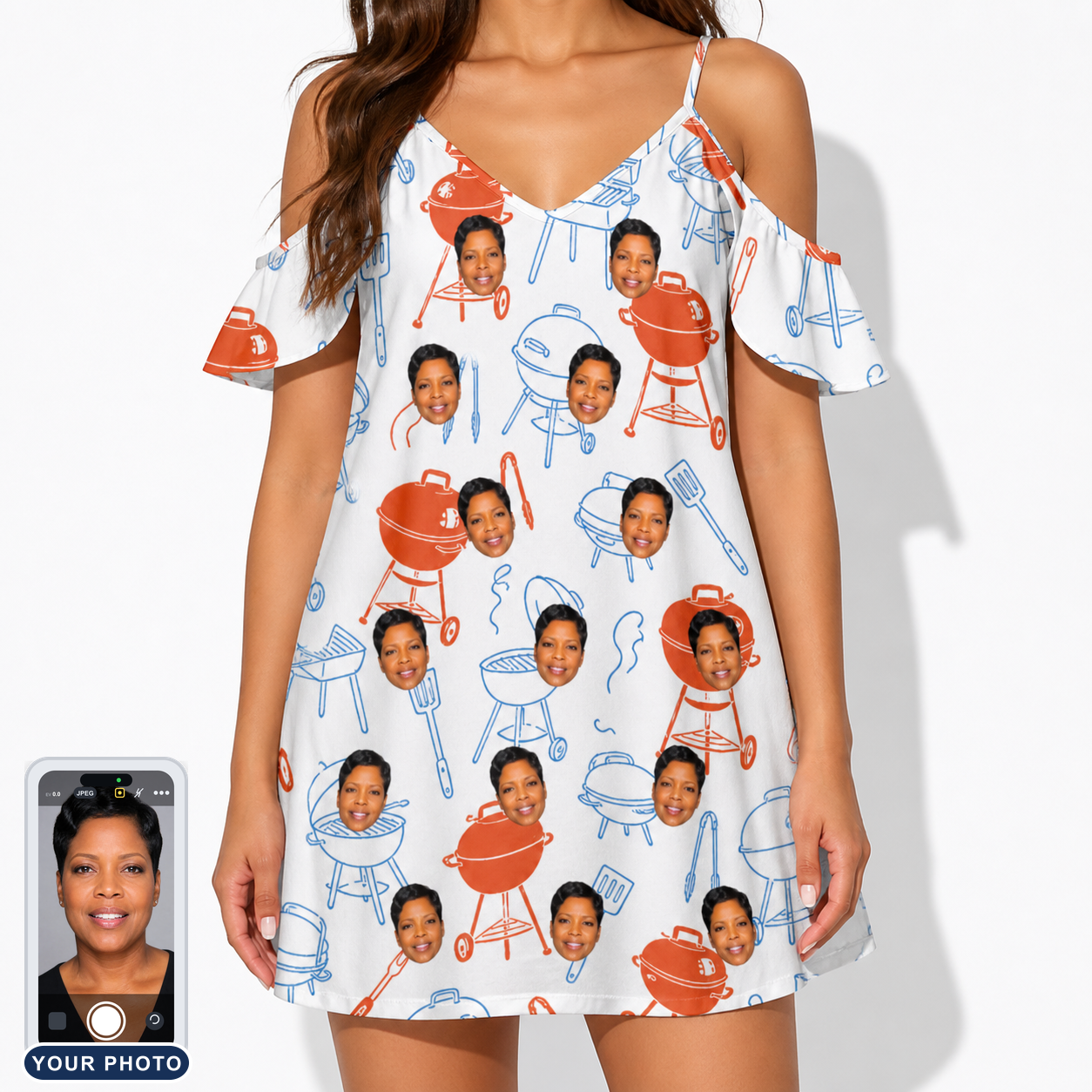 Women's Grill Rights Custom Face Off-Shoulder Dress