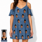 Women's Wave Wobble Custom Face Off-Shoulder Dress