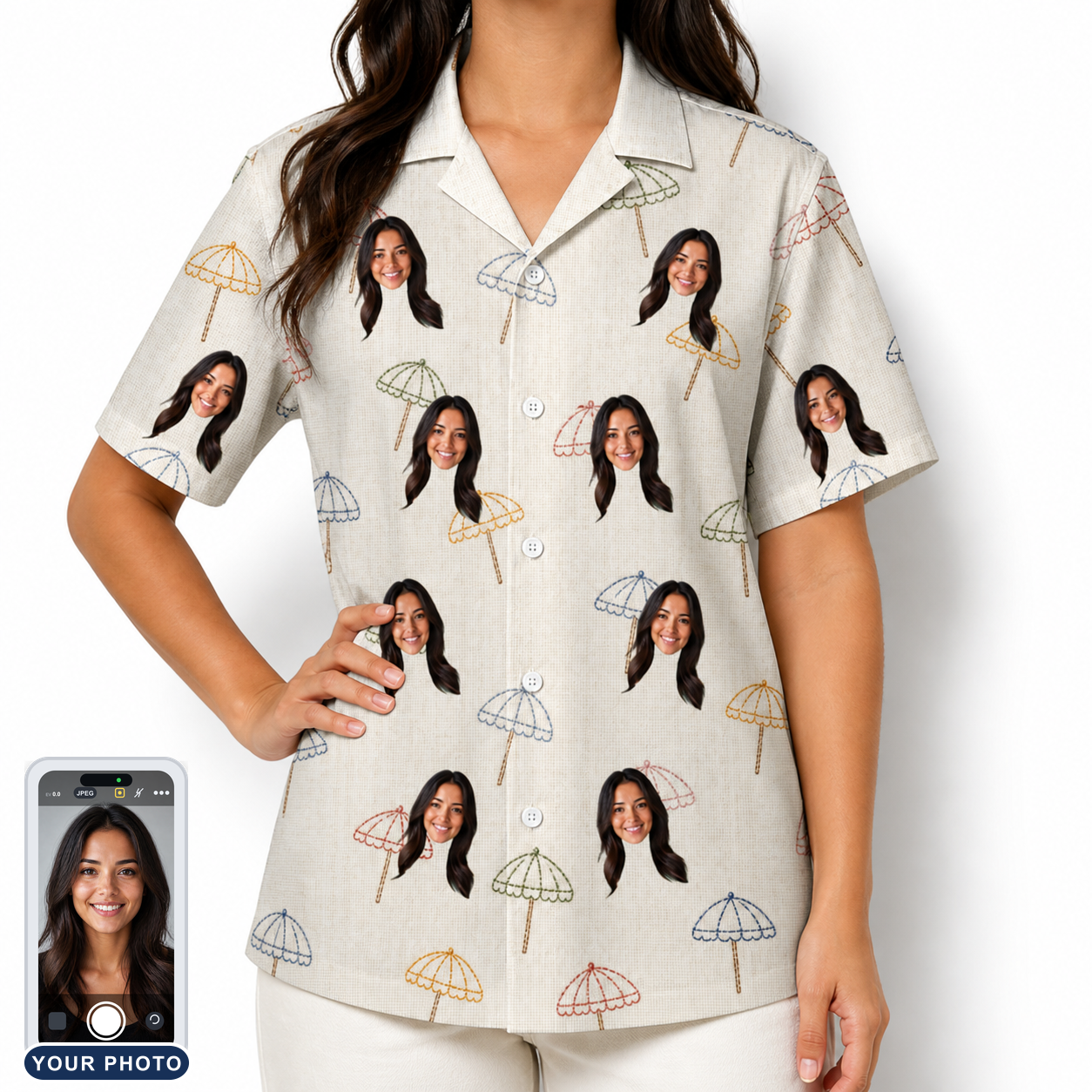 Women's Parasol Pals Custom Face Hawaiian Shirt