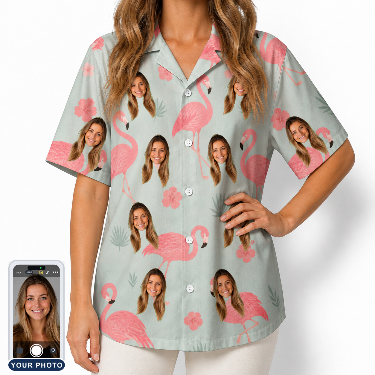 Women's Salmon Soiree Custom Face Hawaiian Shirt