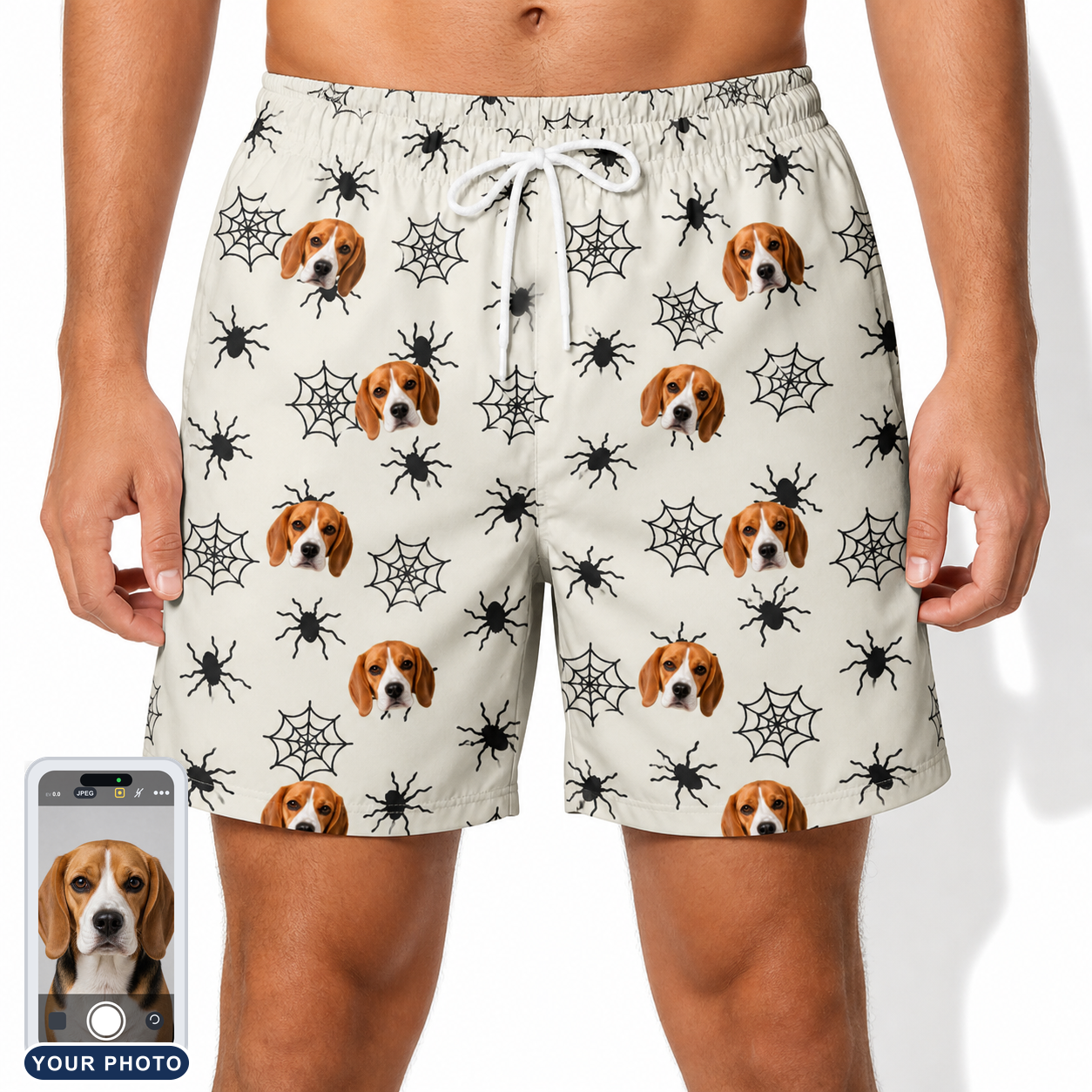 Men's Tangle Terror Custom Dog Face Beach Shorts