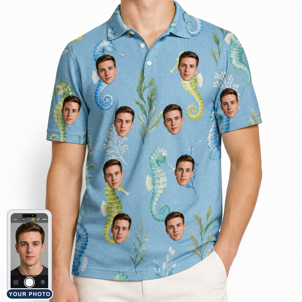 Men's Sea Pony Society Custom Face Polo Shirt