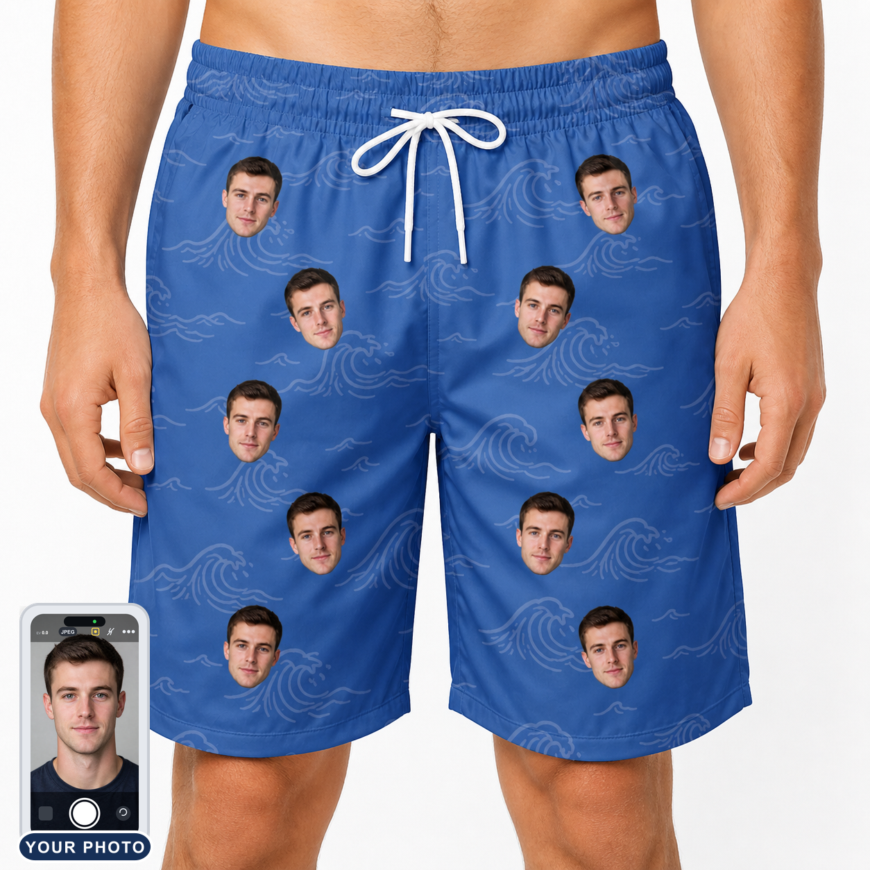 Men's Briny Bliss Custom Face Beach Shorts