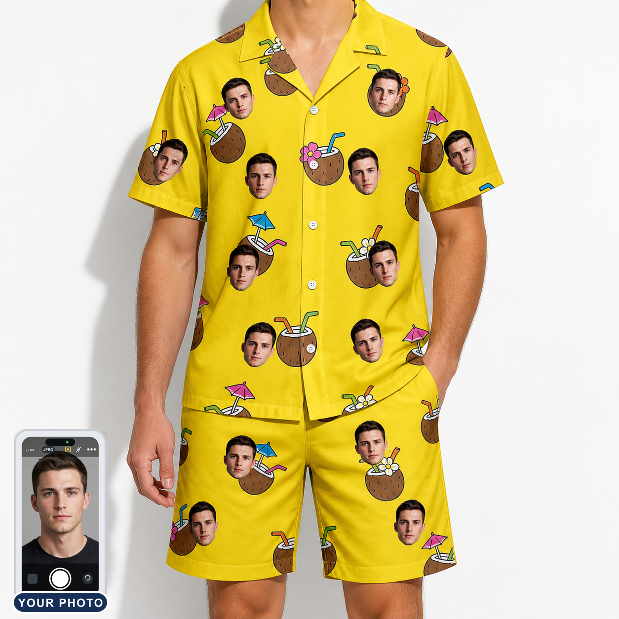 Men's Nutty Nectar Custom Face Shirt & Shorts Set