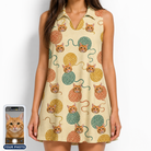 Women's Mewton Balls Custom Cat Face V-Neck Dress