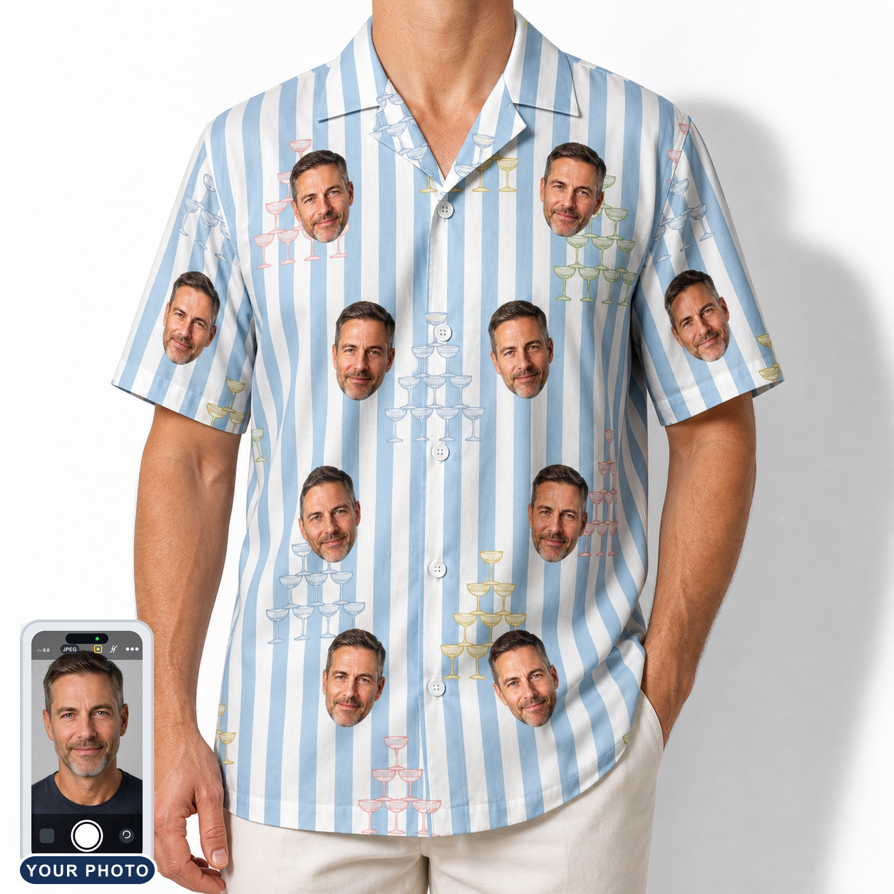 Men's Fizz Towers Custom Face Hawaiian Shirt