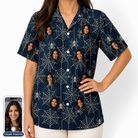 Women's Grim Gridwork Custom Face Hawaiian Shirt