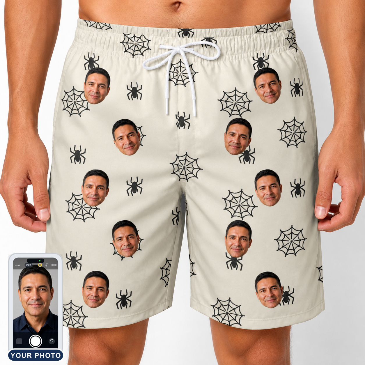 Men's Spooky Spinners Custom Face Beach Shorts