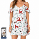 Women's Prancer Pranks Custom Dog Face Off-Shoulder Dress