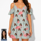 Women's Salmon Soiree Custom Face Off-Shoulder Dress