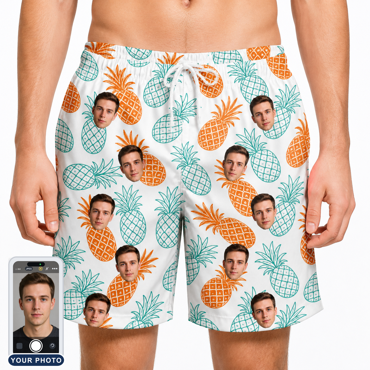 Men's Spiky Staycation Custom Face Beach Shorts