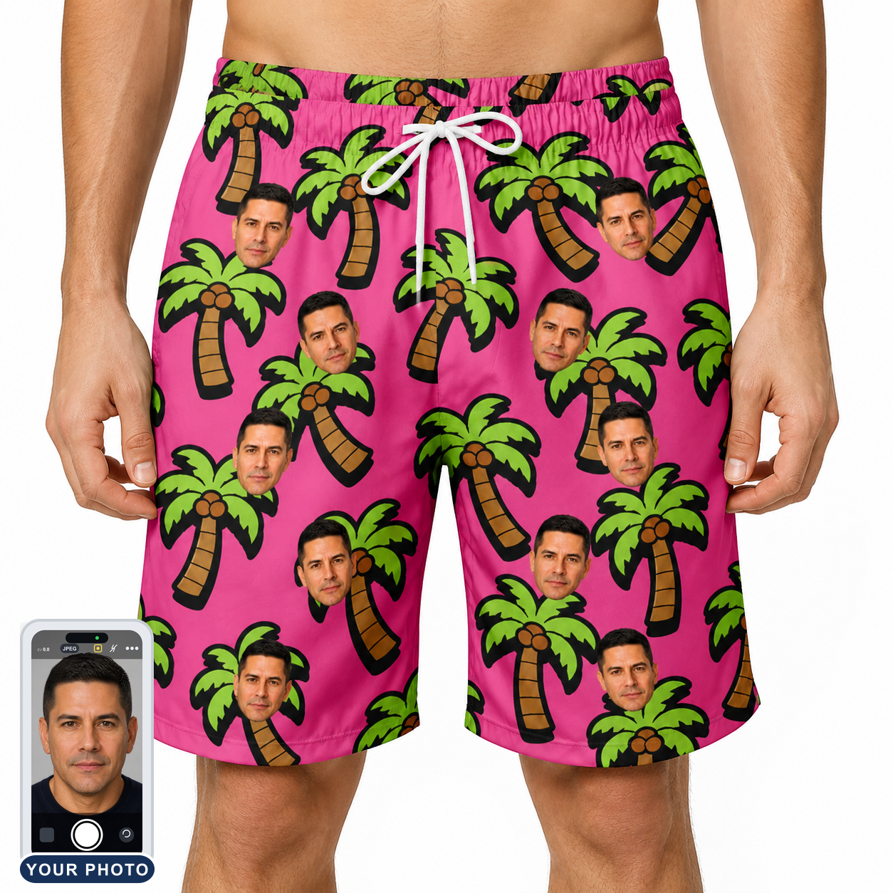 Men's Sunset Plumeria Custom Face Beach Shorts