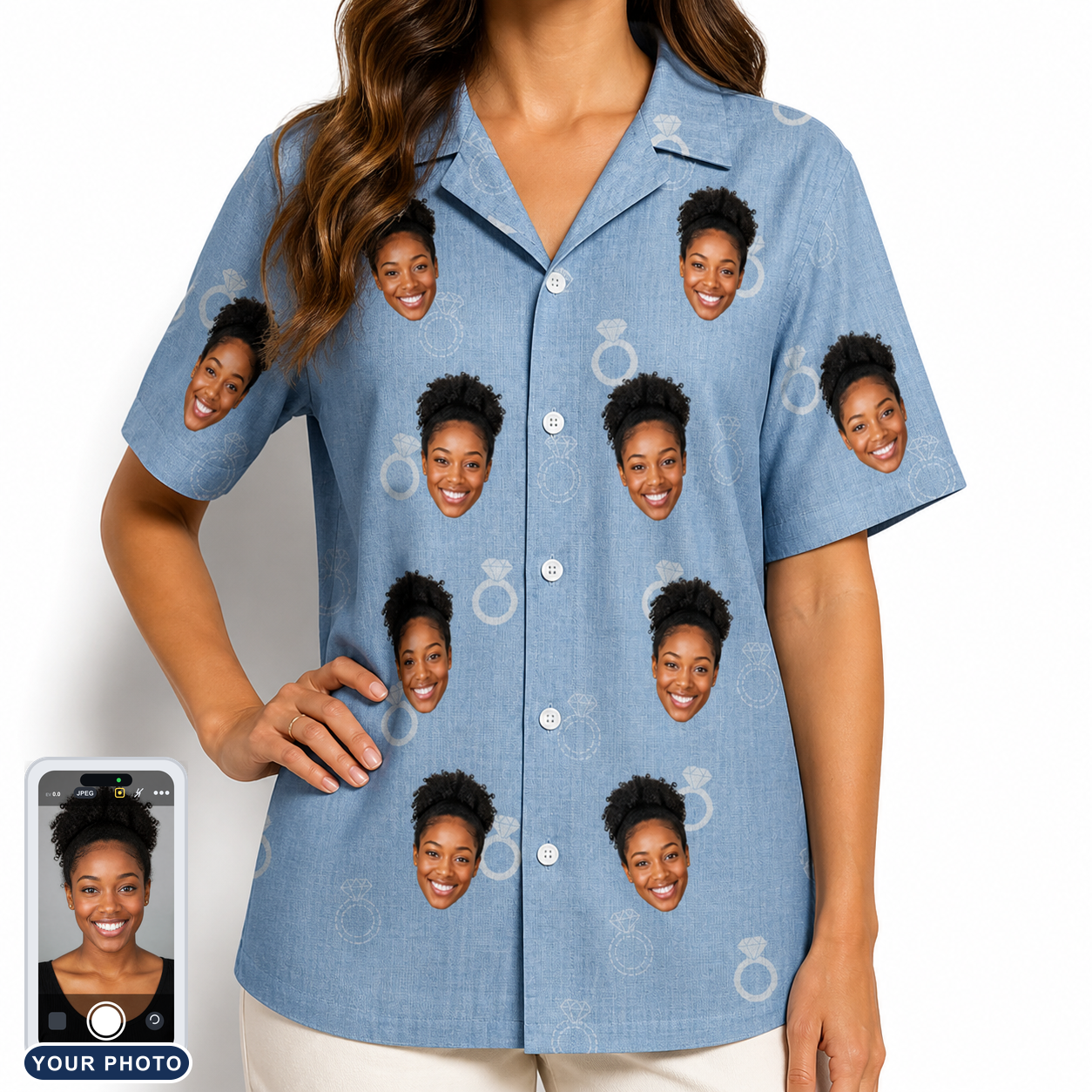 Women's Carat Chaos Custom Face Hawaiian Shirt