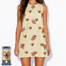 Women's Poinsettia Pop Custom Dog Face Tank Dress