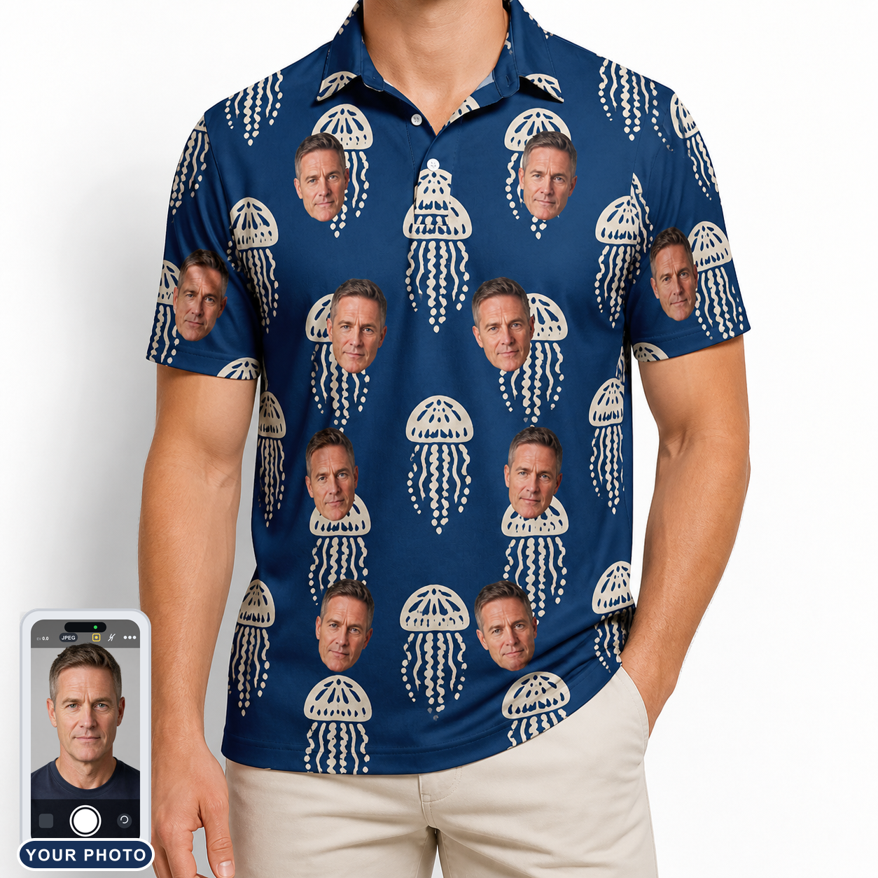 Men's Nettle Nebula Custom Face Polo Shirt