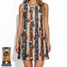 Women's Christmas Cuffs Custom Cat Face Tank Dress