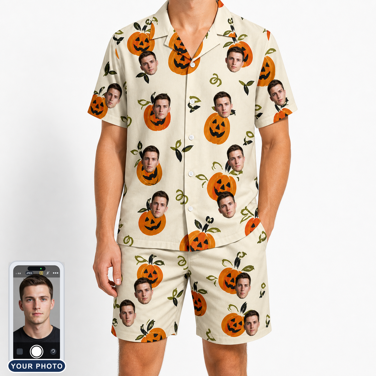 Men's Carved Chuckles Custom Face Shirt & Shorts Set