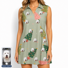 Women's Trimmed Tannenbaums Custom Dog Face V-Neck Dress