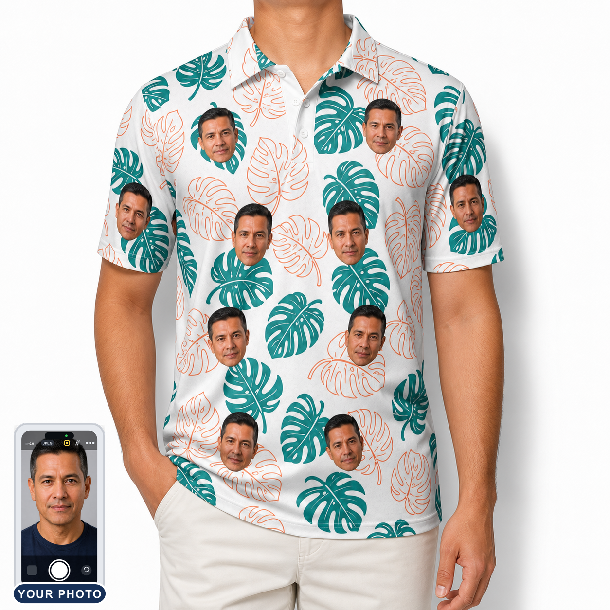 Men's Caladium Carnival Custom Face Polo Shirt