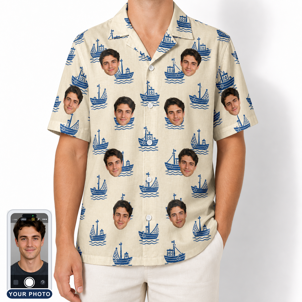 Men's Skipper Scooters Custom Face Hawaiian Shirt