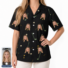 Women's Wedge Whirl Custom Face Hawaiian Shirt
